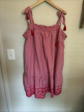 Old Navy Red Gingham Tie-Shoulder Sundress size XL